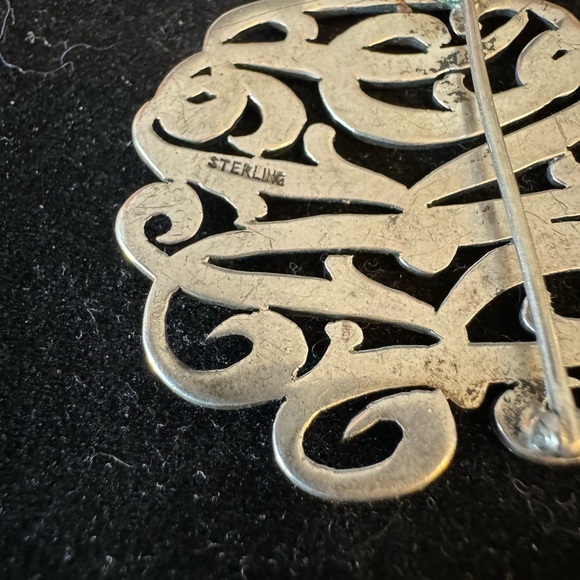 Vintage Sterling marcasite Monogram Brooch RKG - Picture 2 of 3